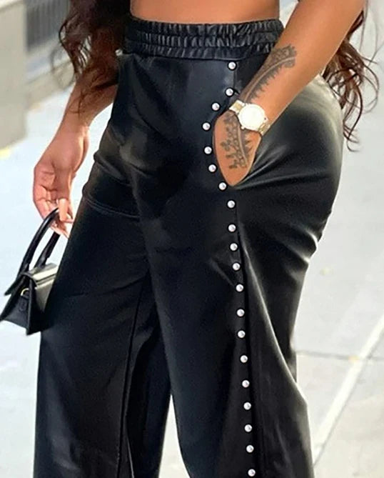 Calça Feminina de Couro Sophi Largas